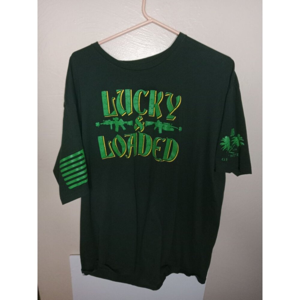 Grunt Style Lucky And Loaded Tee Veteran Patriot Irish St. Patty's Day XXXL